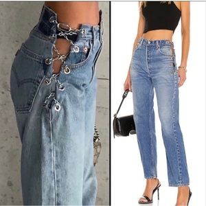 EB Denim Blue Jeans with Chain Detail
